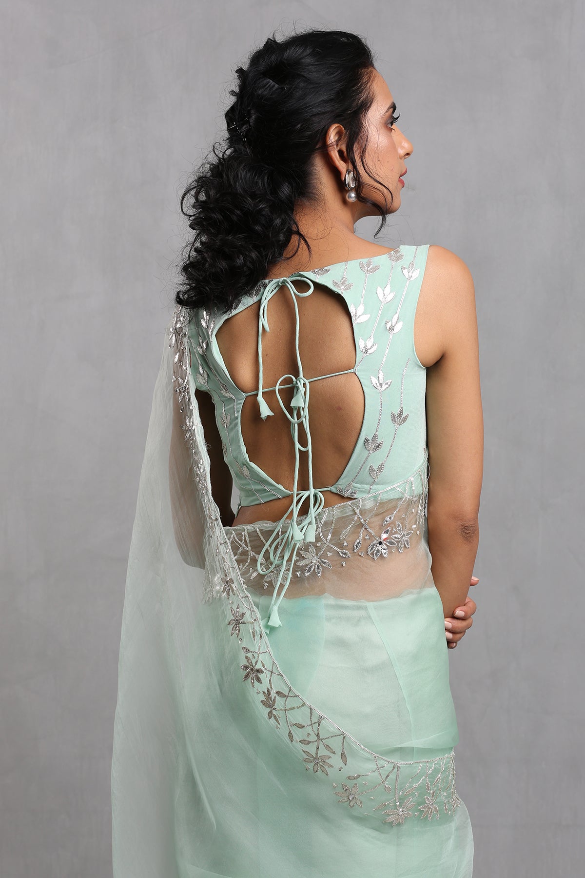 Mint Georgette Saree