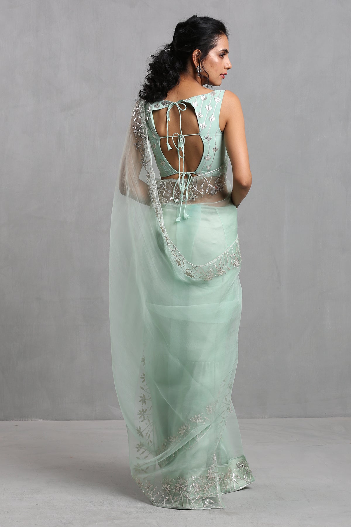 Mint Georgette Saree