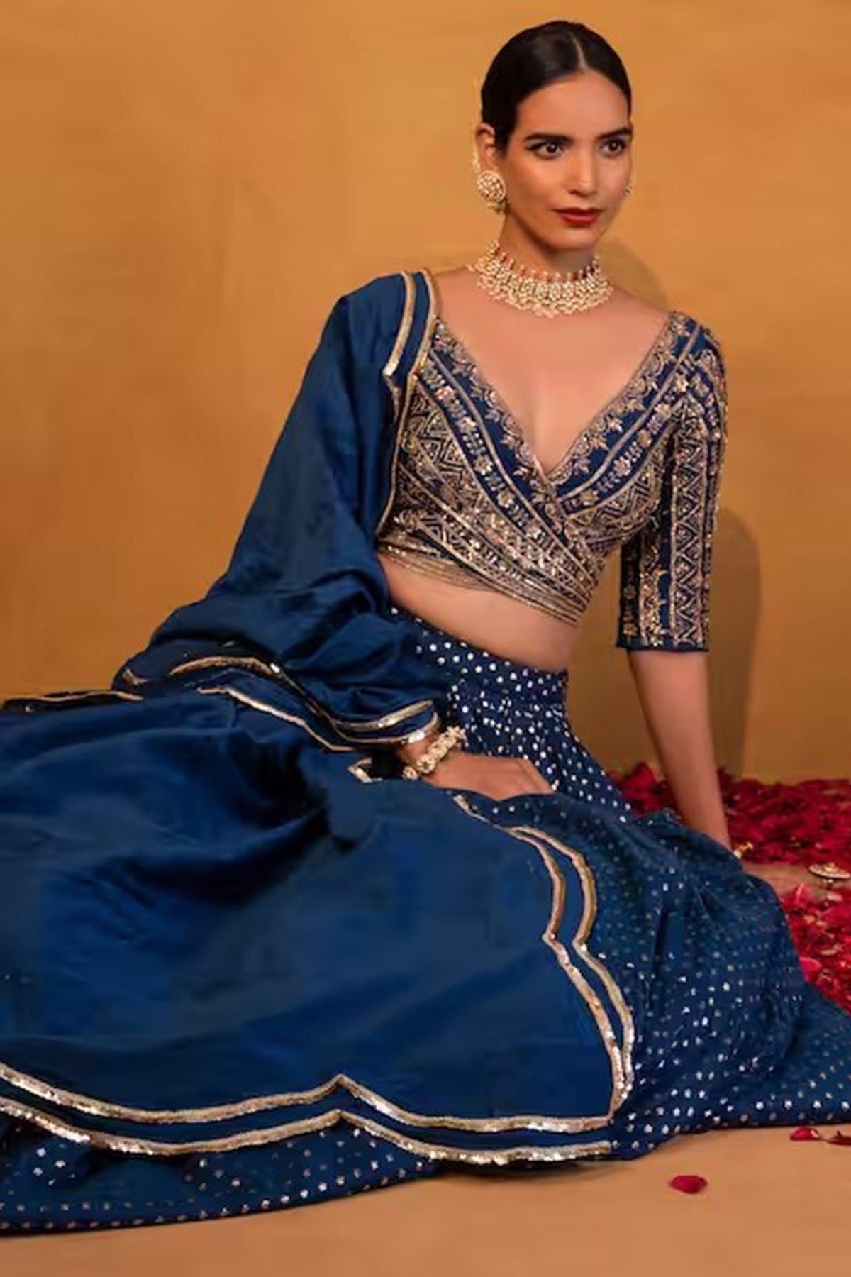 Blue embroidered lehenga set